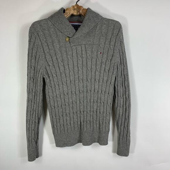 Tommy Hilfiger Grey Cable Knit Sweater Sz  Small - Picture 1 of 4